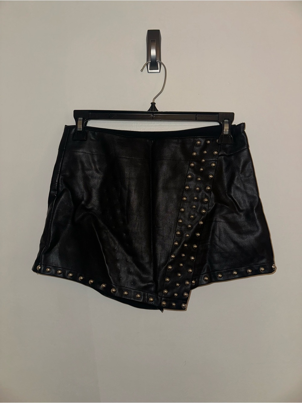 Free People Black Faux Leather Studded Skort